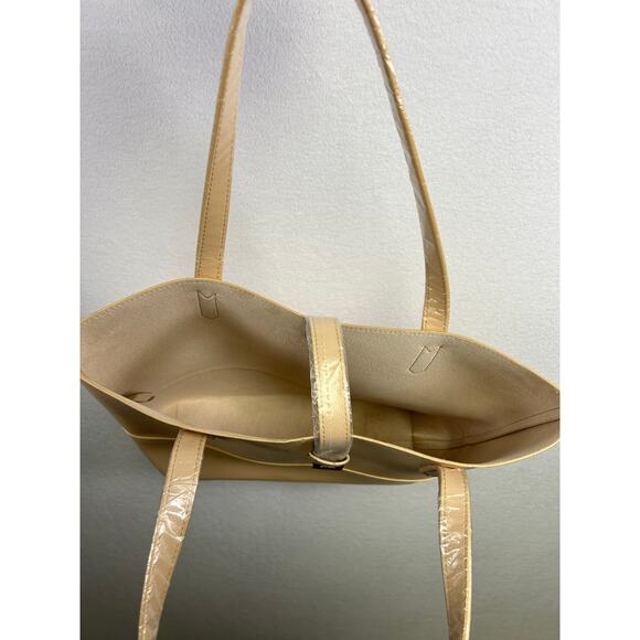 Donna Karan Cashmere Mist DK Logo Tote Bag Cream New - Picture 6 of 9